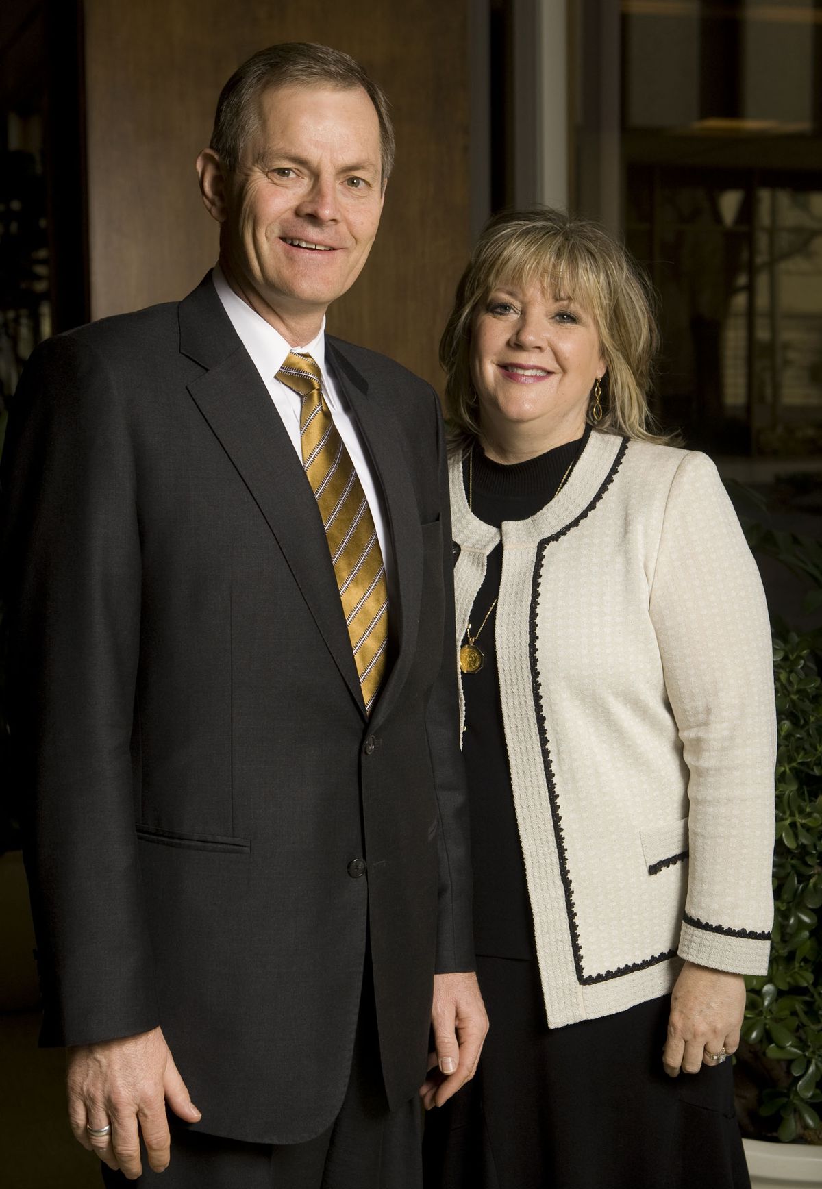 Bishop Gary E. Stevenson and sister Lesa Jean Stevenson pose for a photo in the Church Office Building. Bishop Stevenson was called as the Church Presiding Bishop. New General Authorities and Auxiliary leaders Monday, April 2, 2012.