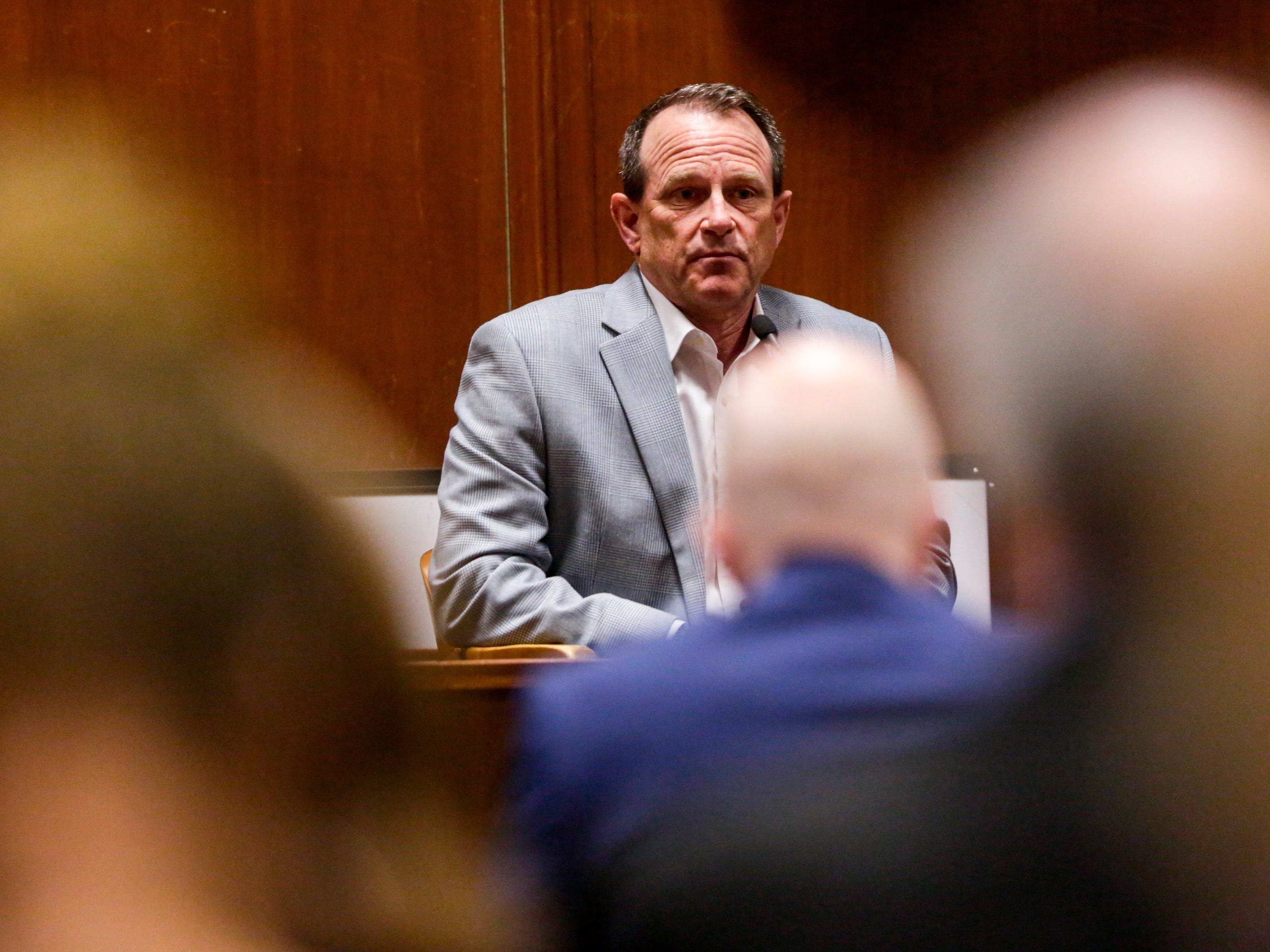 Todd Bergen, of Cedar Rapids, testifies during the trial of Jerry Burns at the Scott County Courthouse in Davenport on Wednesday, Feb. 12, 2020. Bergen attended Kennedy High School with Michelle Martinko, and ran into her at the Westdale Mall the night she was killed.