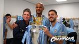 GOOD KOMPANY: Noel Gallagher joined in the post-mach celebrations.