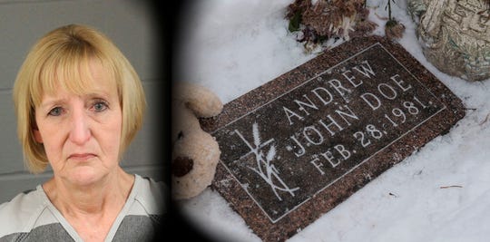 The grave of Baby Andrew John Doe, an infant who was found dead in a ditch in 1981, is shown. Police arrested Theresa Rose Bentaas decades later on Friday, March 8, 2019 after determining through DNA that she was the mother. 